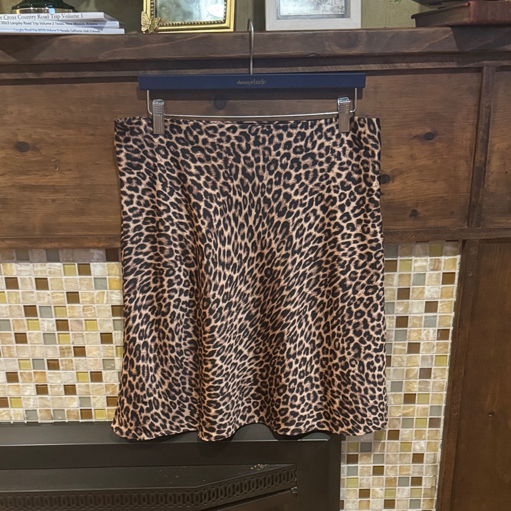 Leopard Print A-Line Skirt in Tan and Black